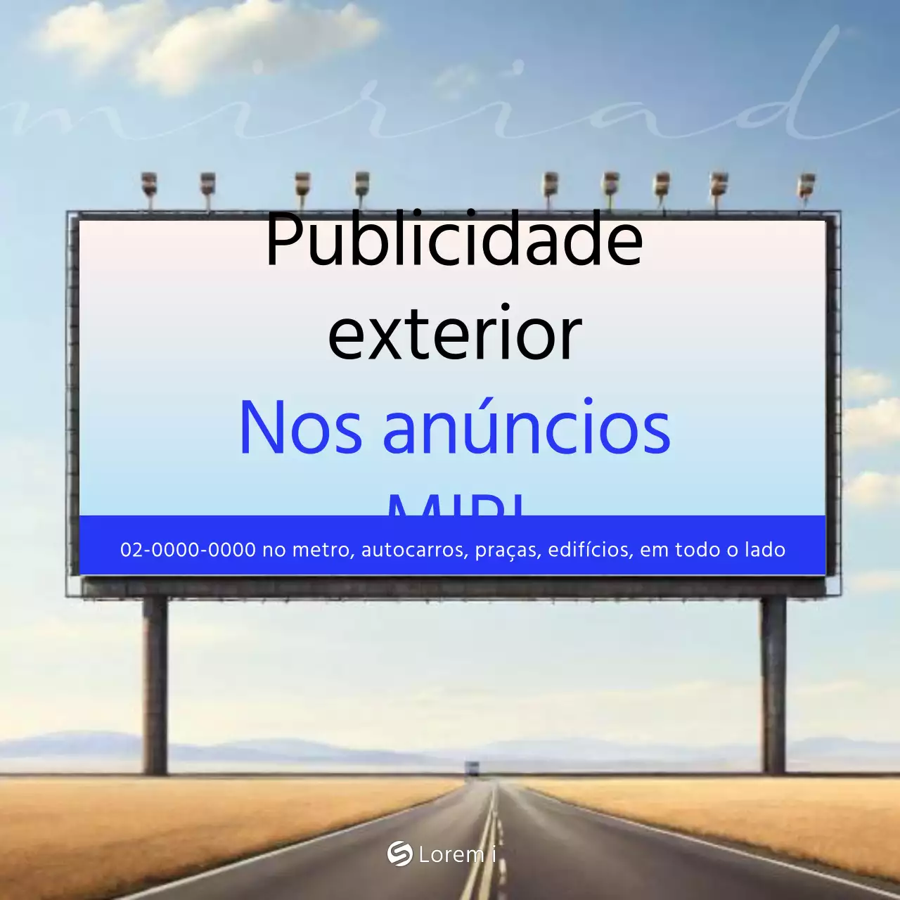 Promover a publicidade exterior simples em branco e azul