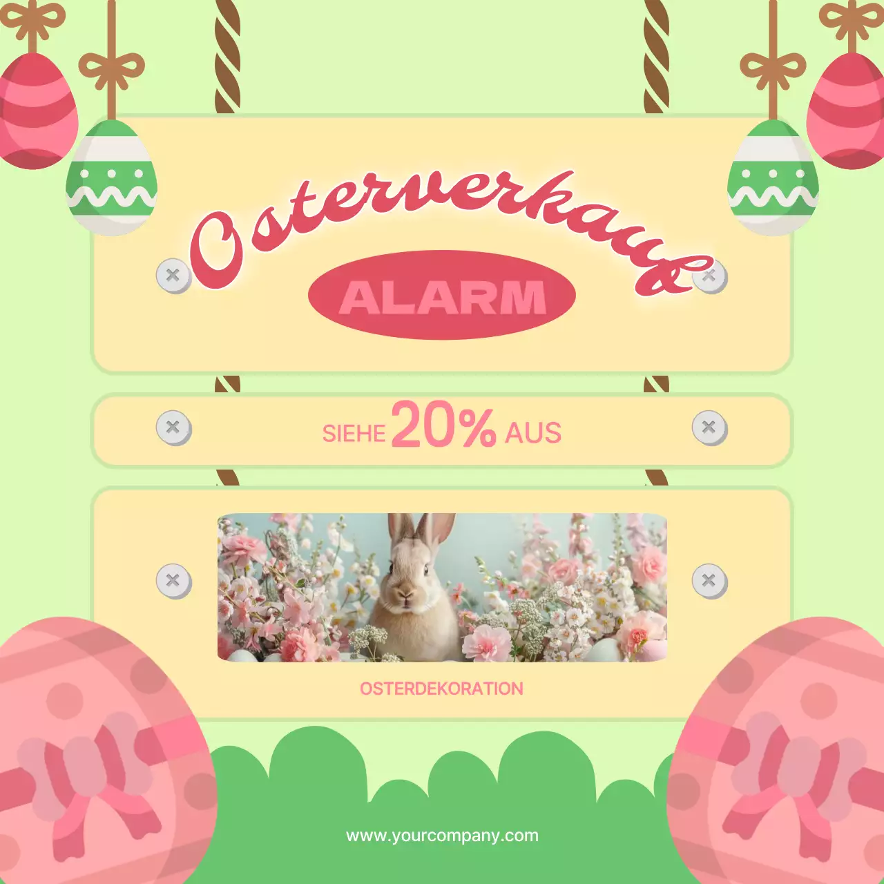 Gelb und Rosa Charming Easter Sale Event Promotion