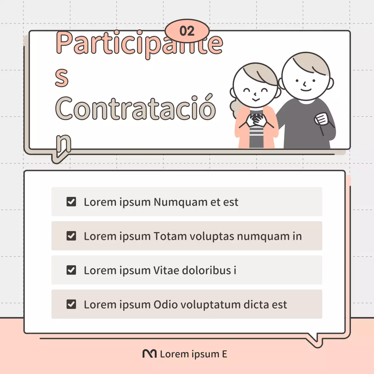 Un sencillo anuncio rosa y beige para contratar asesores familiares