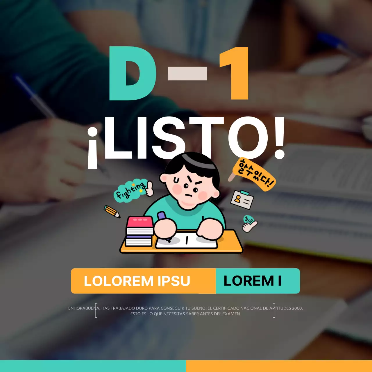 Información de certificación resaltada en color menta y naranja