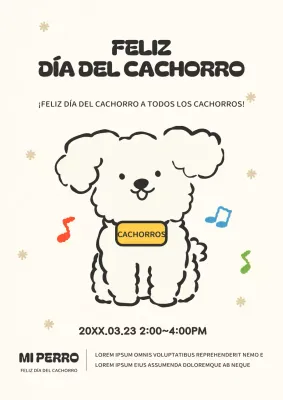 Promueve un bonito día del perro en marfil y negro