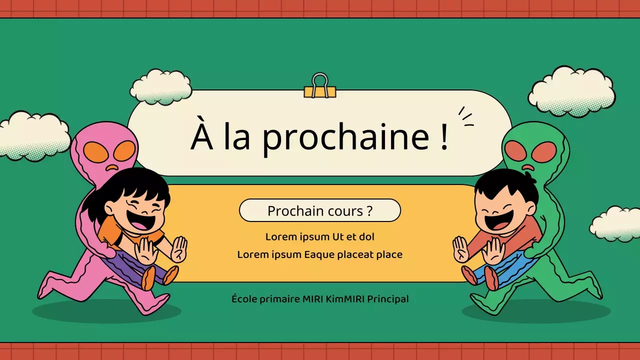 Plans de cours vintage pour enfants en vert et jaune