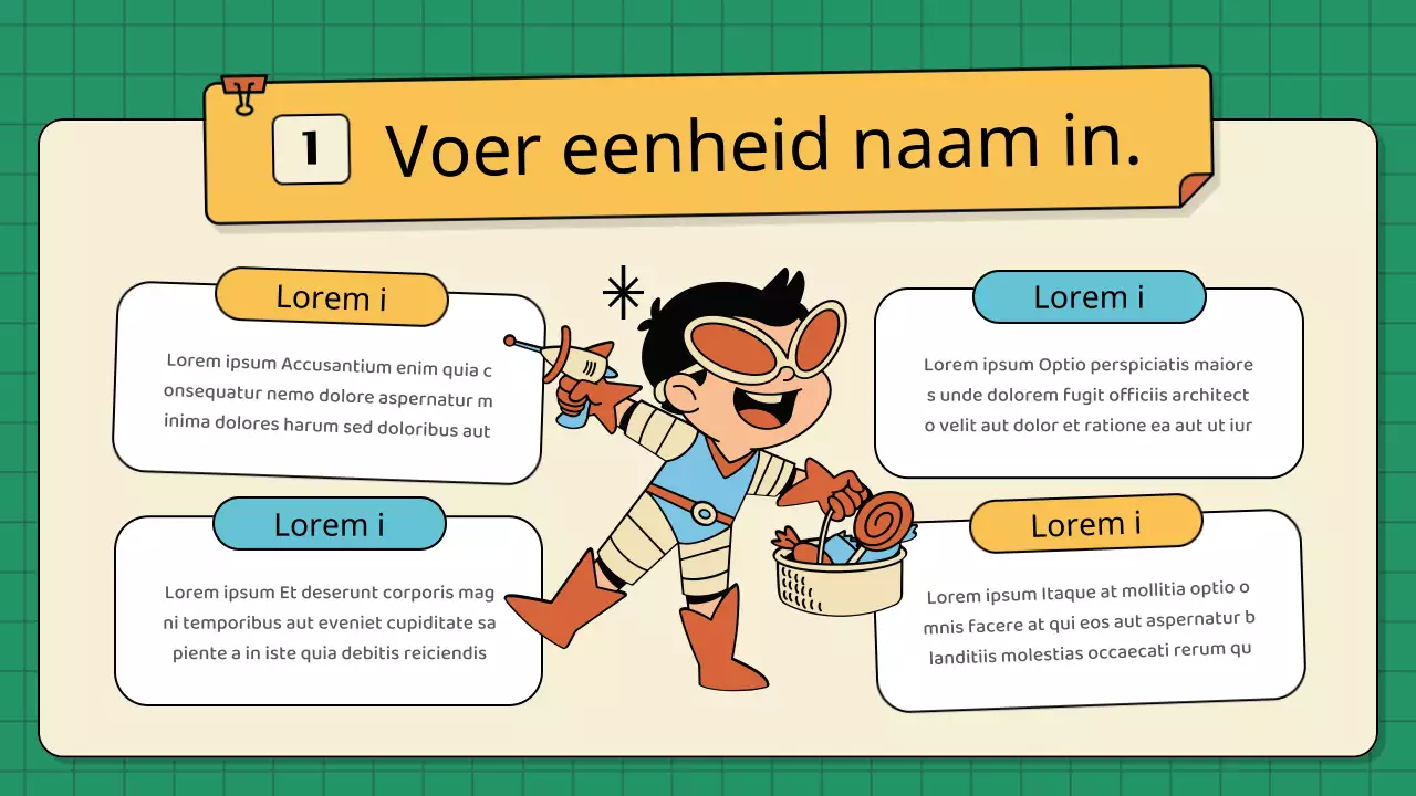 Vintage lesplannen voor kinderen in groen en geel