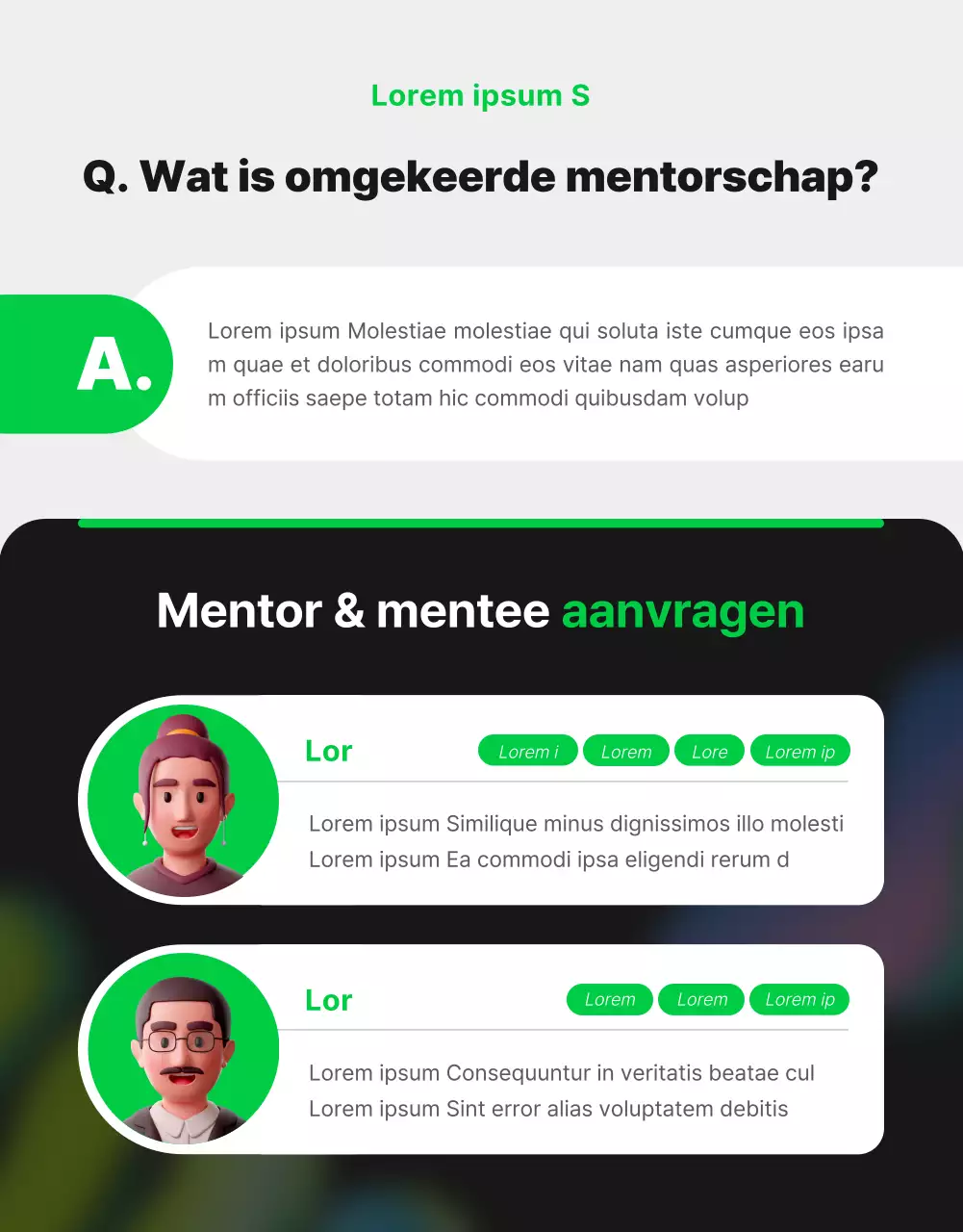 Interne werving van mentoren promoten met een moderne groen-witte look