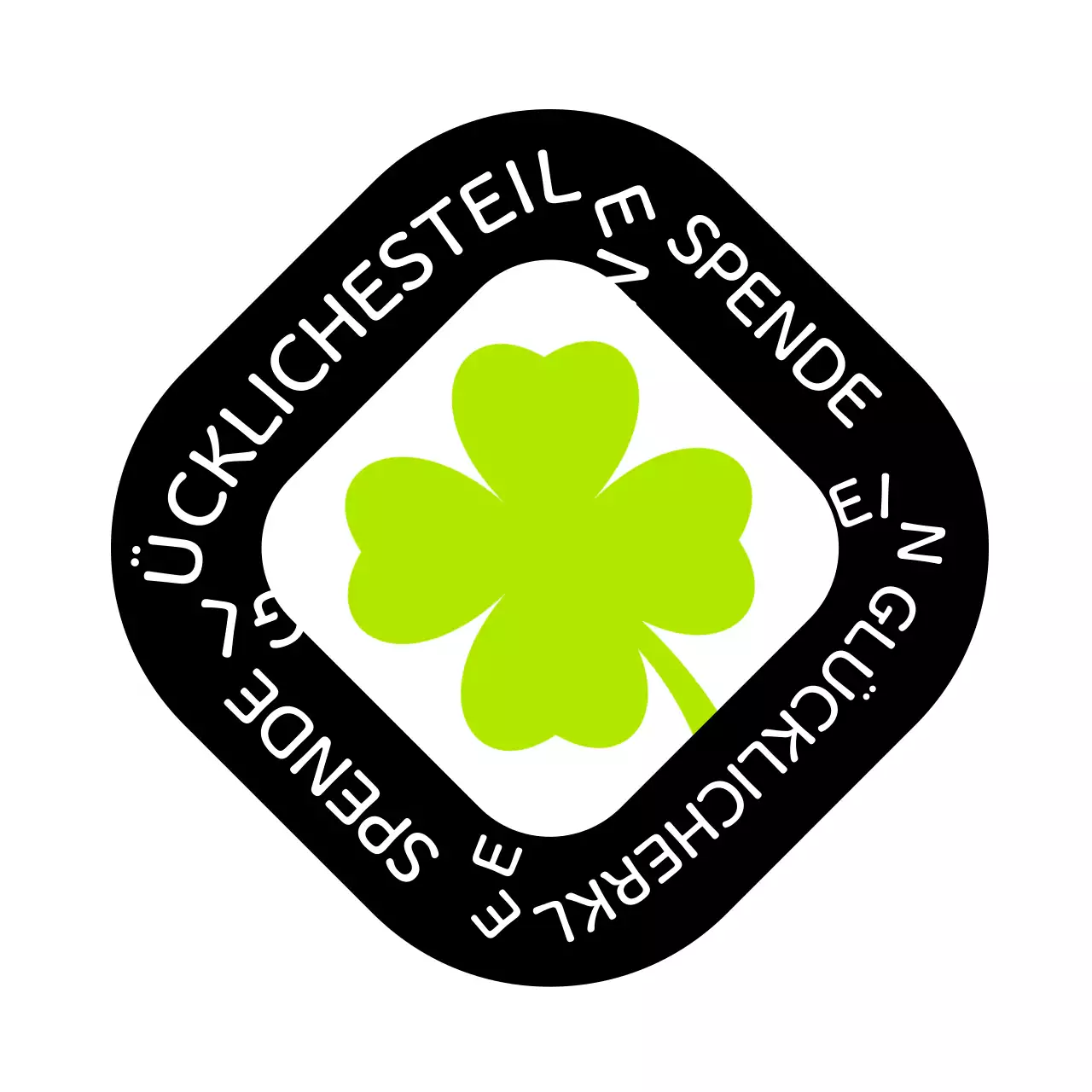 Konzept des vierblättrigen Glücksklees in Schwarz und Grün für die Spendenkampagne