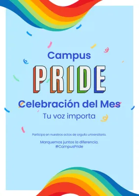 Campaña de celebración del precio del campus sencillo azul cielo y arco iris
