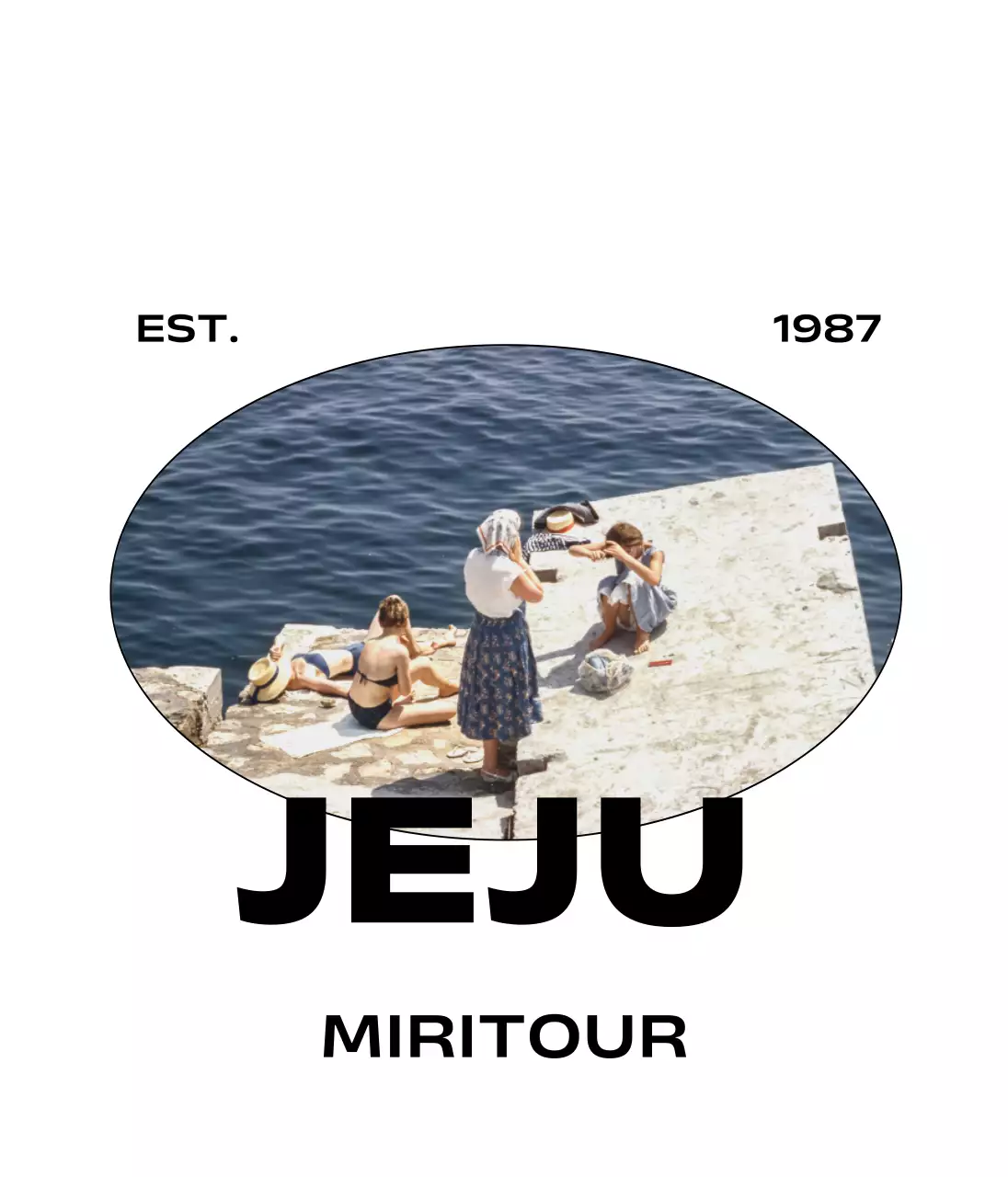 Agência de viagens vintage e simples com fotografias circulares e tipos de letra góticos