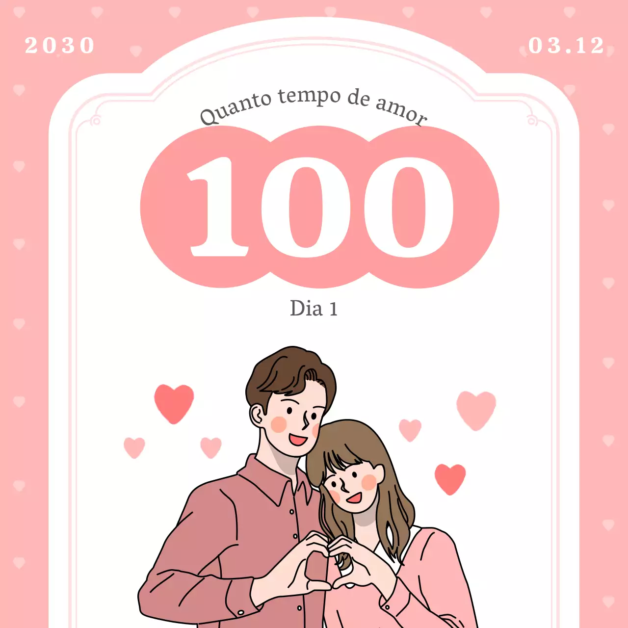 Anúncio do dia D de um bonito casal cor-de-rosa e branco