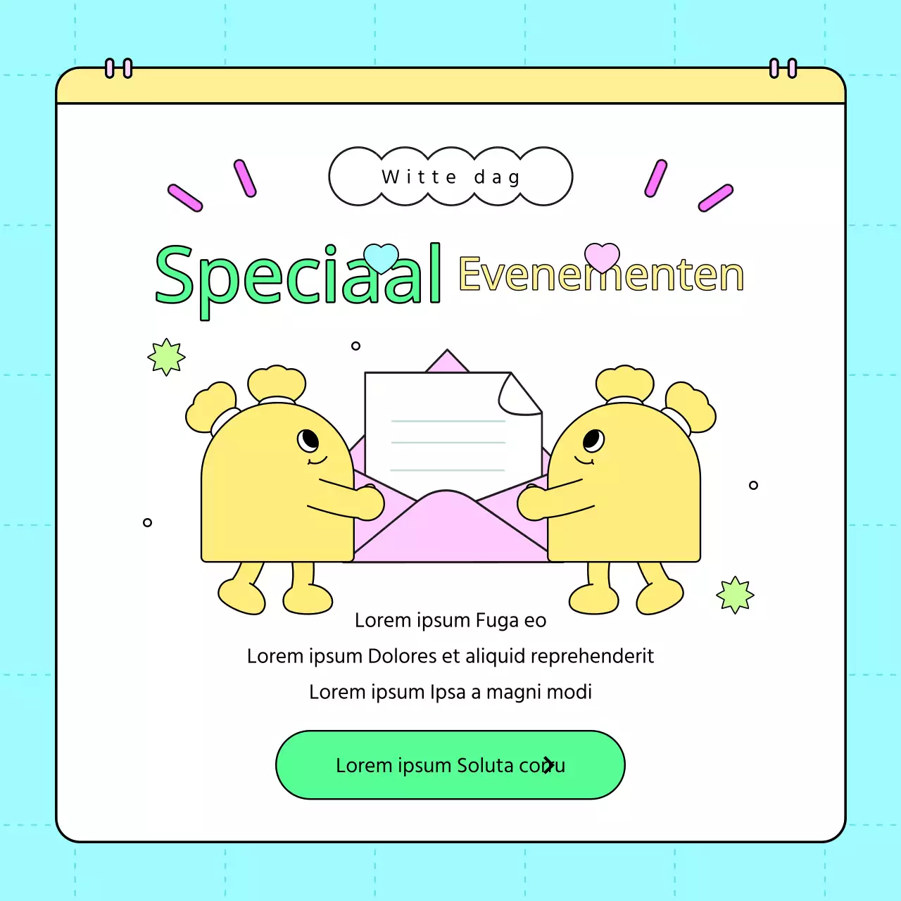 Promoot een kitscherig White Day-evenement met fluorescerende kleuren en warme roze tinten