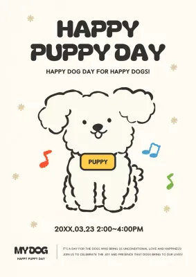 Beige Simple Puppy Event Poster