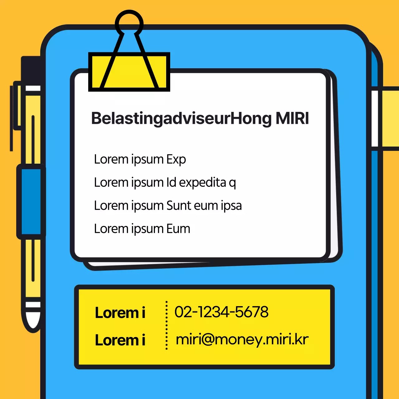 Een aaibare blauwgele fiscus en een snelle blik op je belastingschema