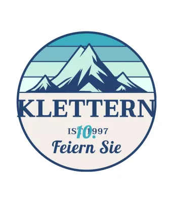 Ein einfaches Konzept für einen Kletterverein mit Bergillustrationen und Serifenschrift