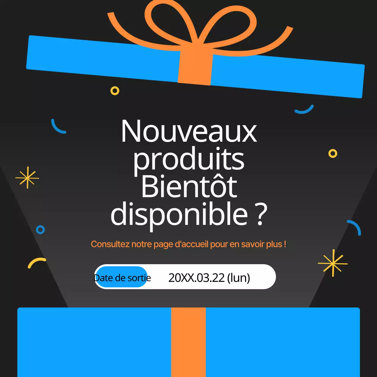 Promouvoir le lancement d'un nouveau produit à l'aide d'une simple palette de couleurs bleu et orange
