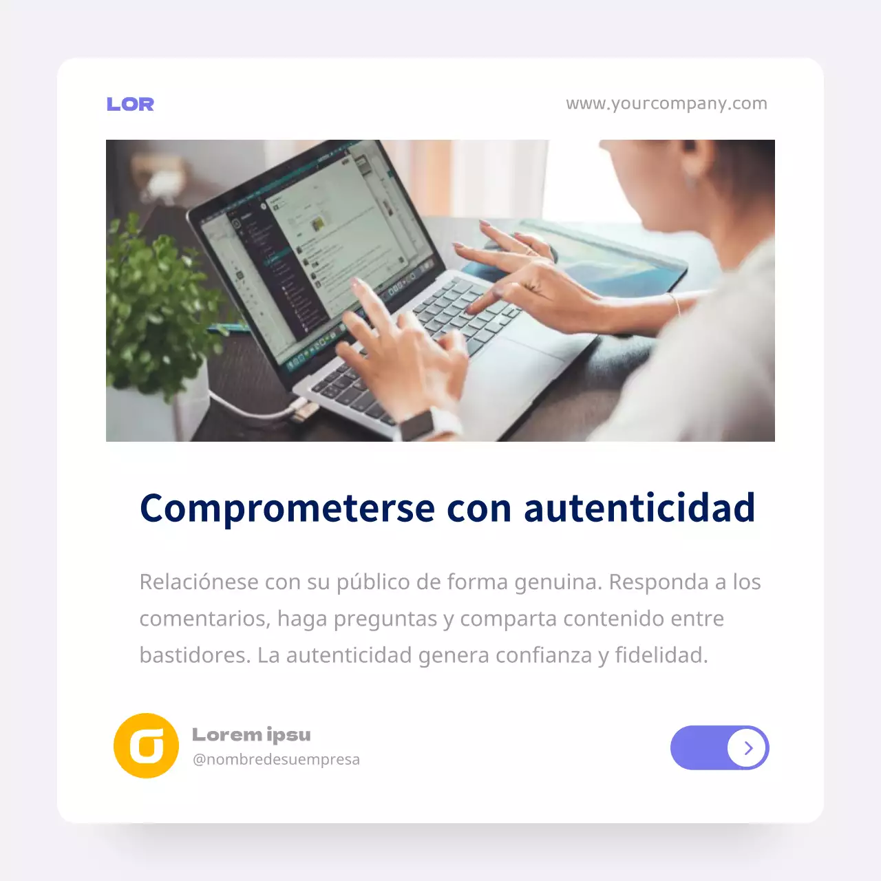 Blanco Morado Mínimo Redes sociales Marketing Consejos Publicidad