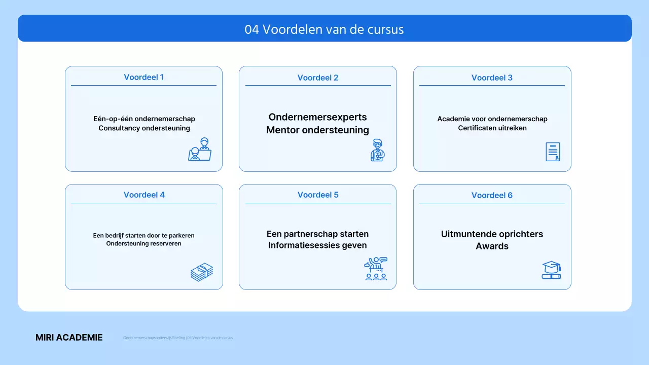 Modern blauw en lichtblauw ondernemerschap training recruitment beschrijving