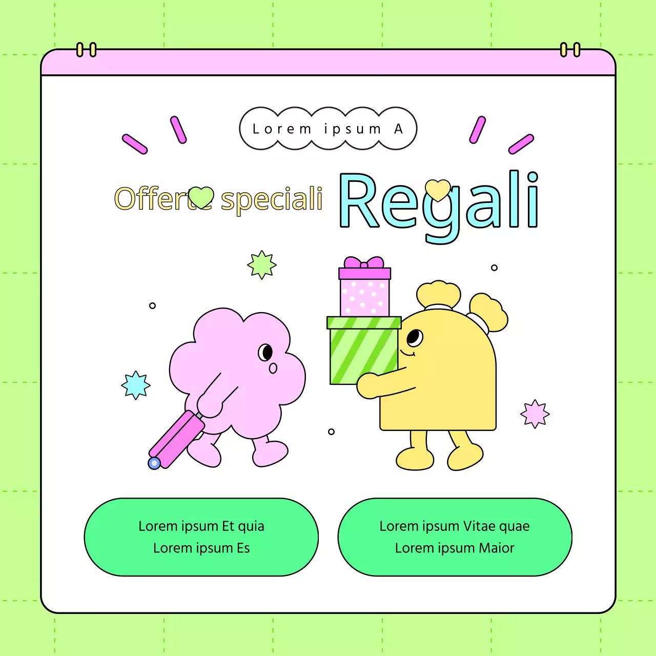 Promuovete un evento kitsch per il White Day con colori fluorescenti e rosa acceso.