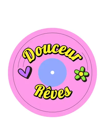 Marchandises kitsch avec des formes en vinyle et des éléments colorés