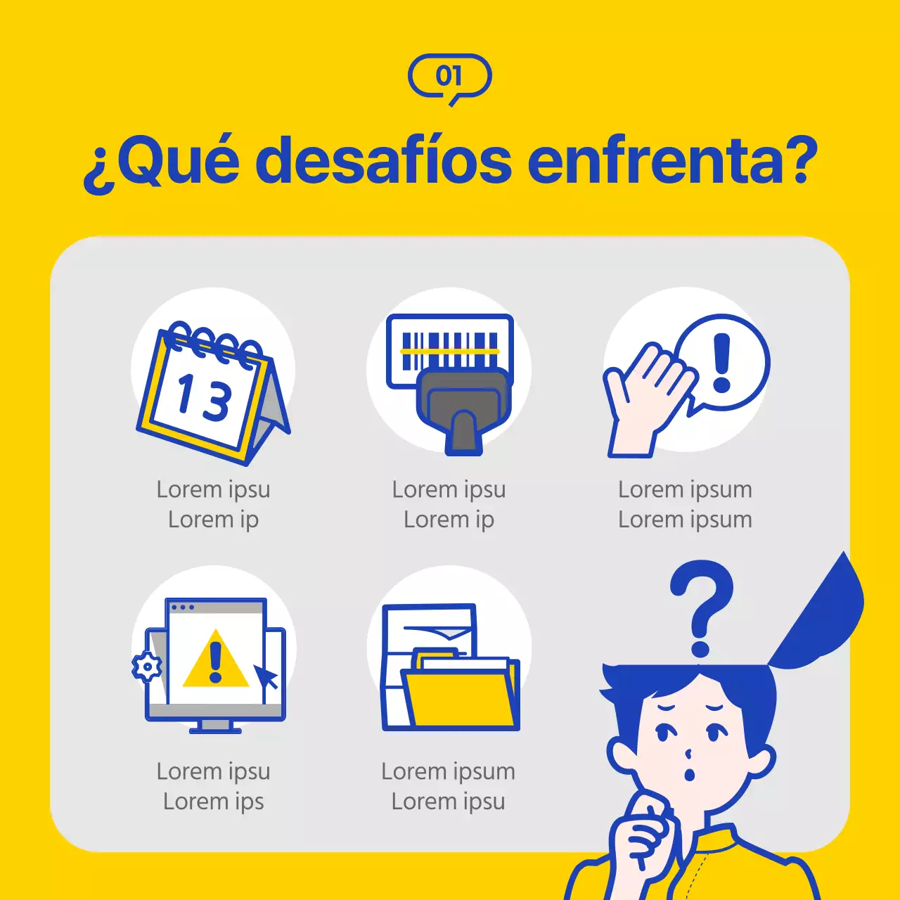 Una sencilla guía amarilla y azul marino para utilizar el servicio de asistencia técnica