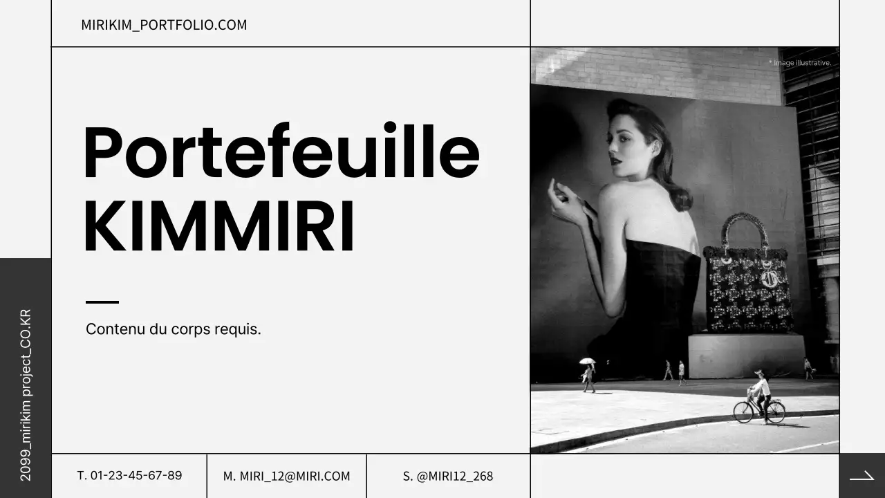 Portefeuille d'entrée avancé en noir et blanc