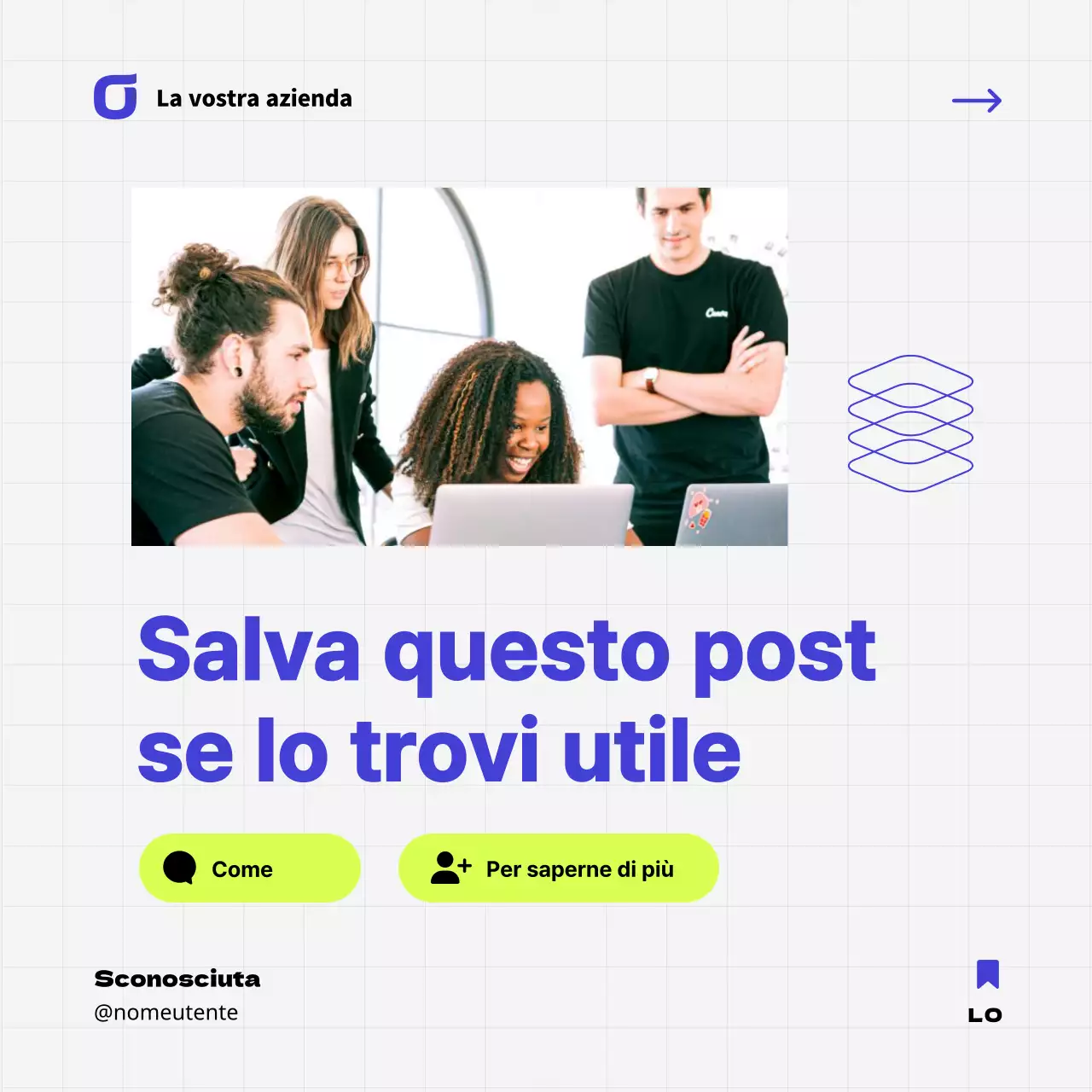 Suggerimenti aziendali geometrici blu e neon Pubblicità