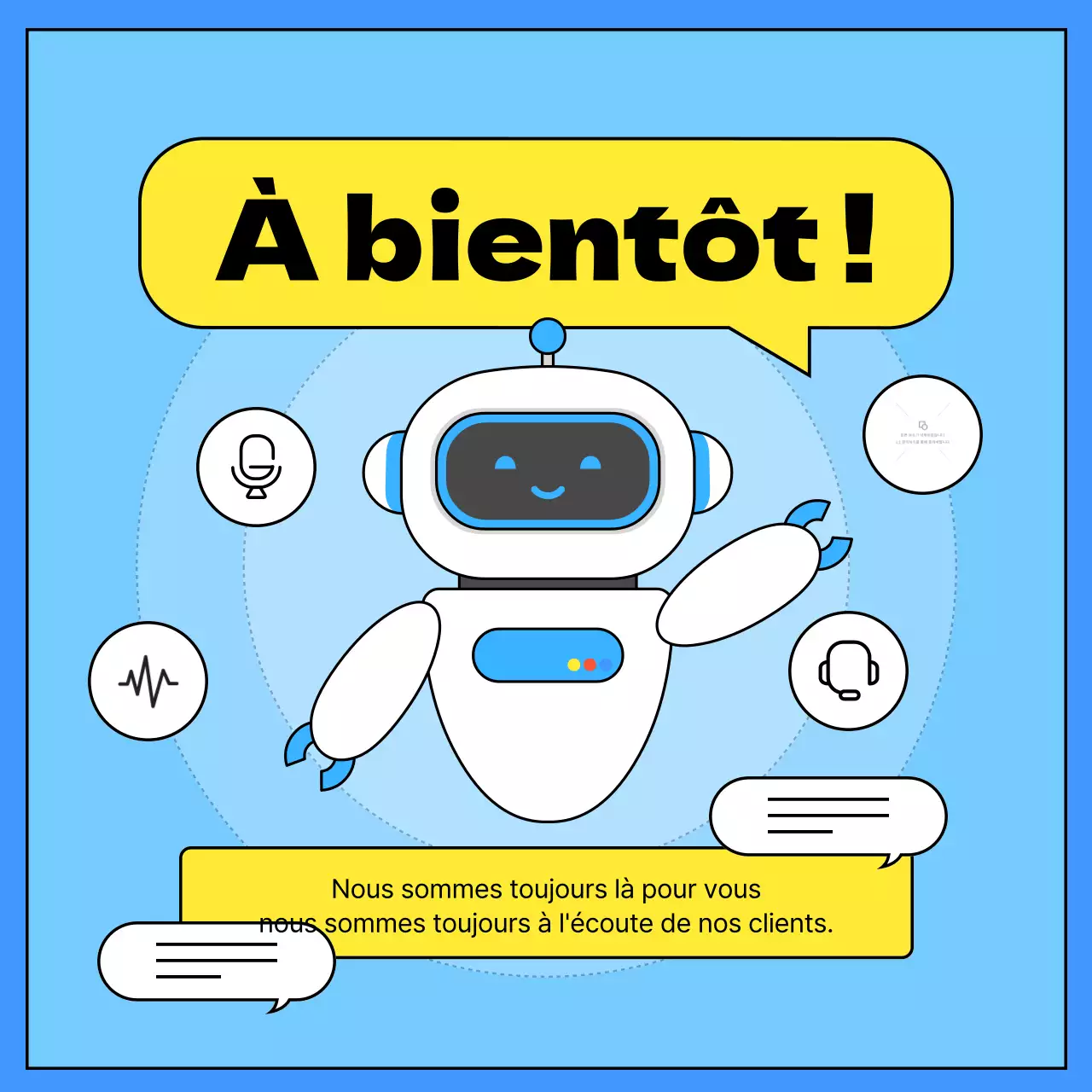 Comment utiliser un simple guide de service client chatbot jaune et bleu ?