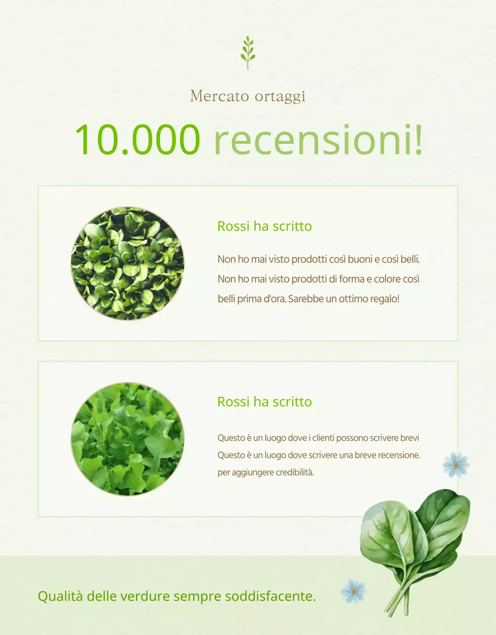 Spiegazione dei prodotti verdi e gialli in vendita