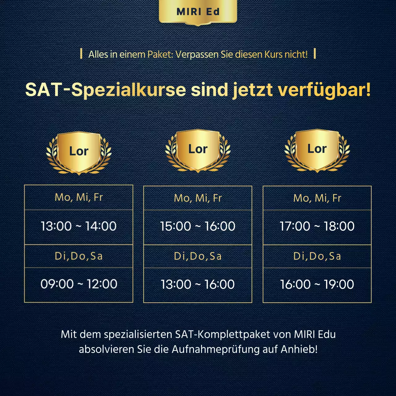 Förderung einer goldenen und luxuriösen SAT-Vorbereitungsschule für zurückkehrende Schüler