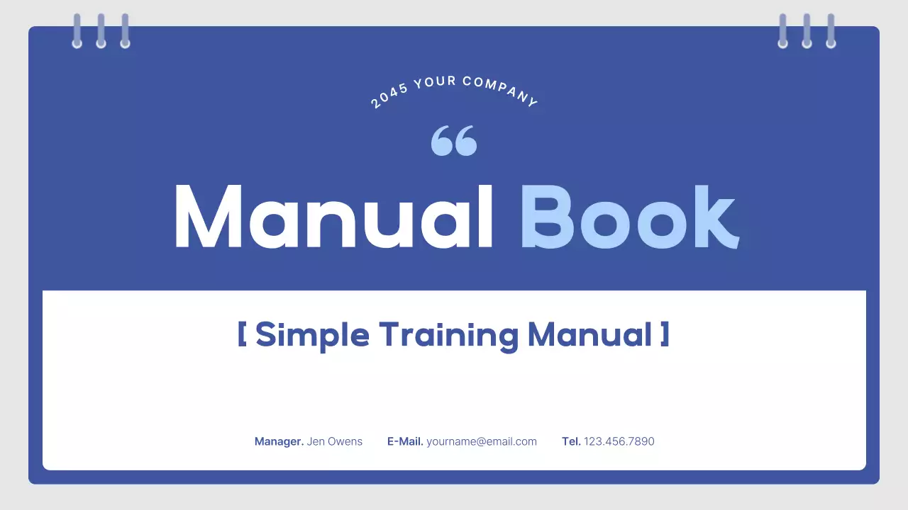 Blue Simple Training Manual Presentation