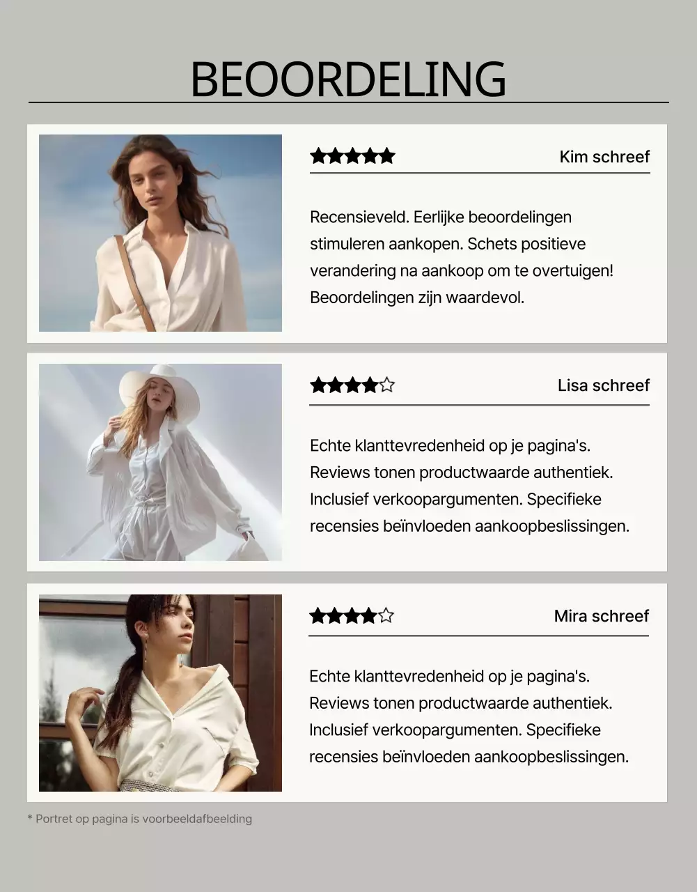 Moderne mode detailpagina advertentie in beige