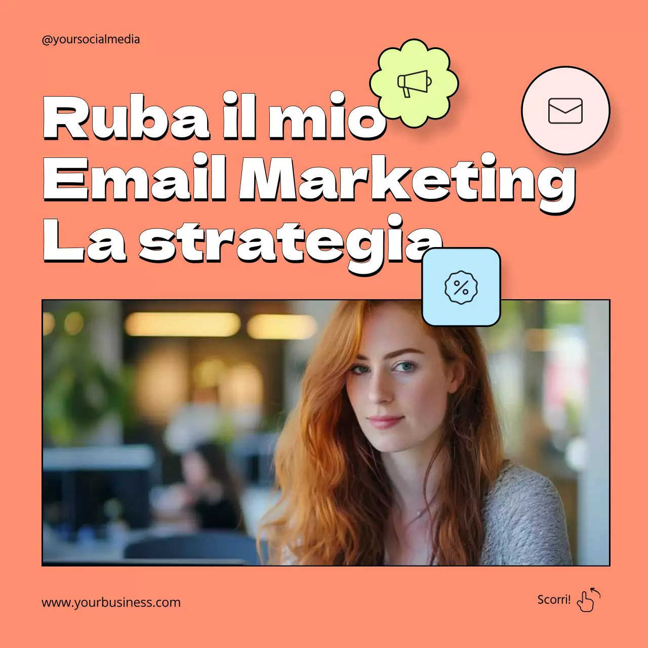 Guida alla strategia di email marketing geometrica arancione e neon