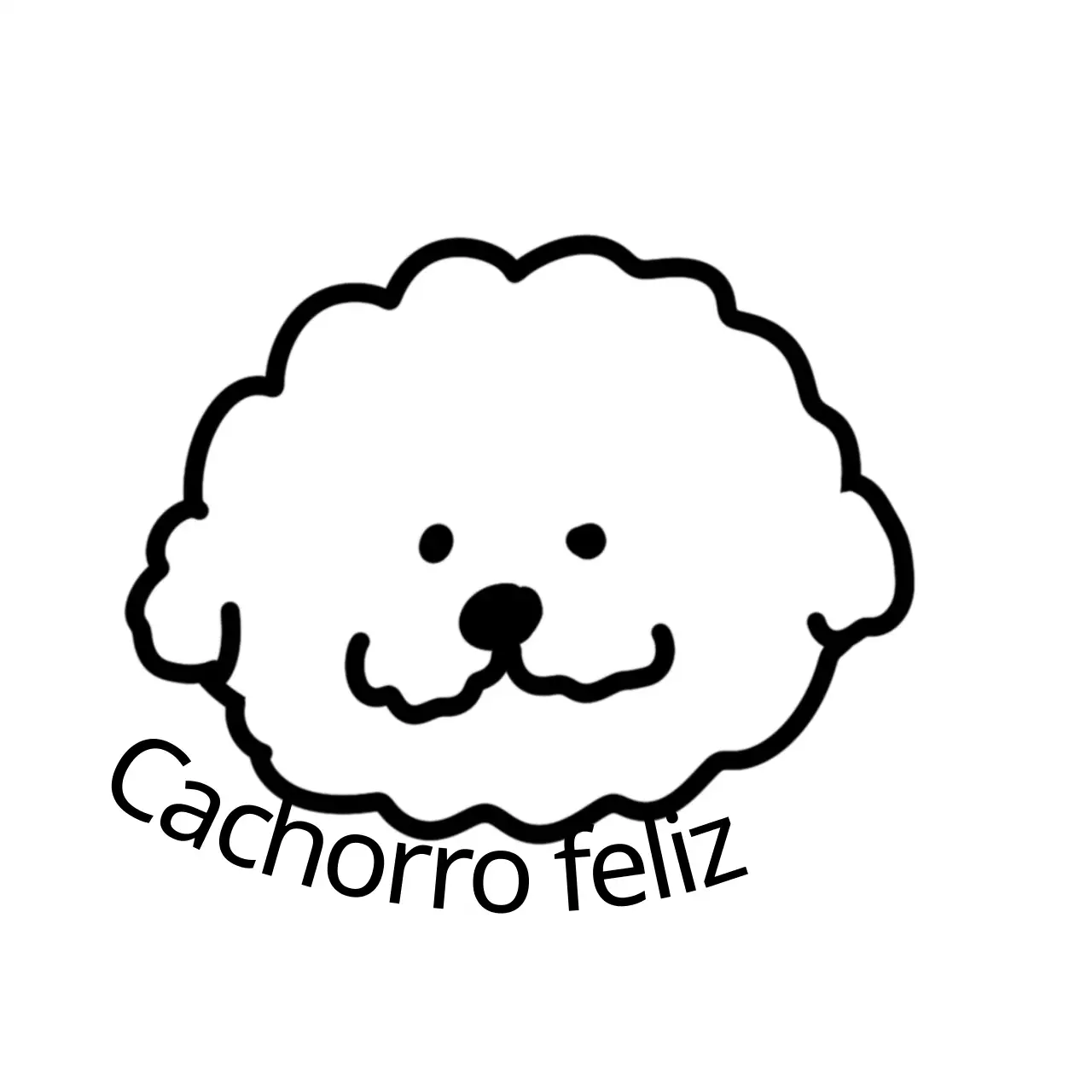 Cachorrinho giro a desenhar um conceito de bens em preto