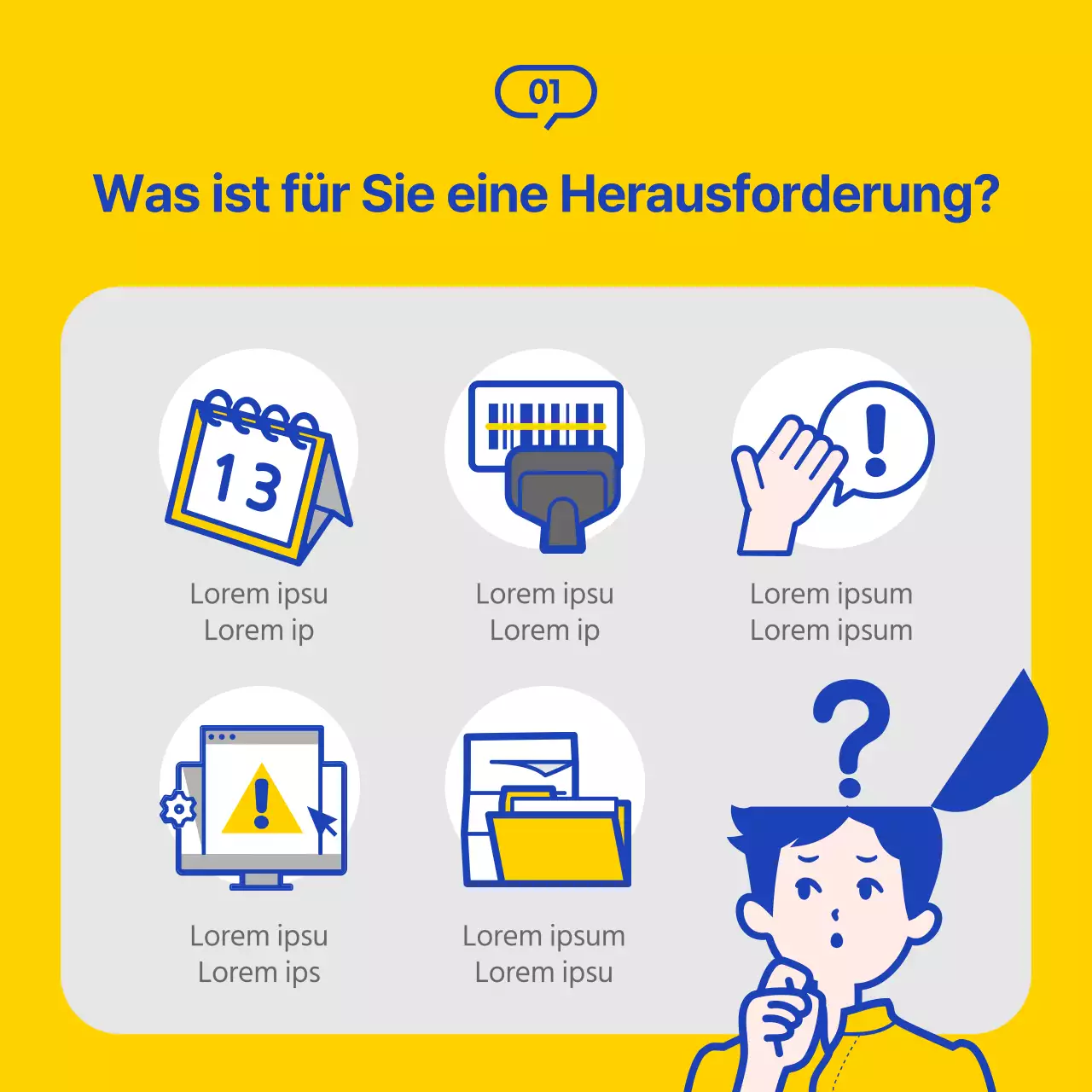 Eine einfache gelbe und marineblaue Anleitung zur Nutzung des Helpdesks