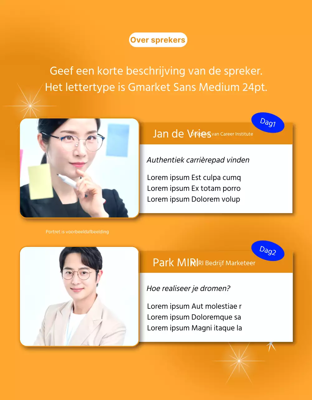 Een op blauw en oranje sci-fi geïnspireerde carrièrebeurs promoten