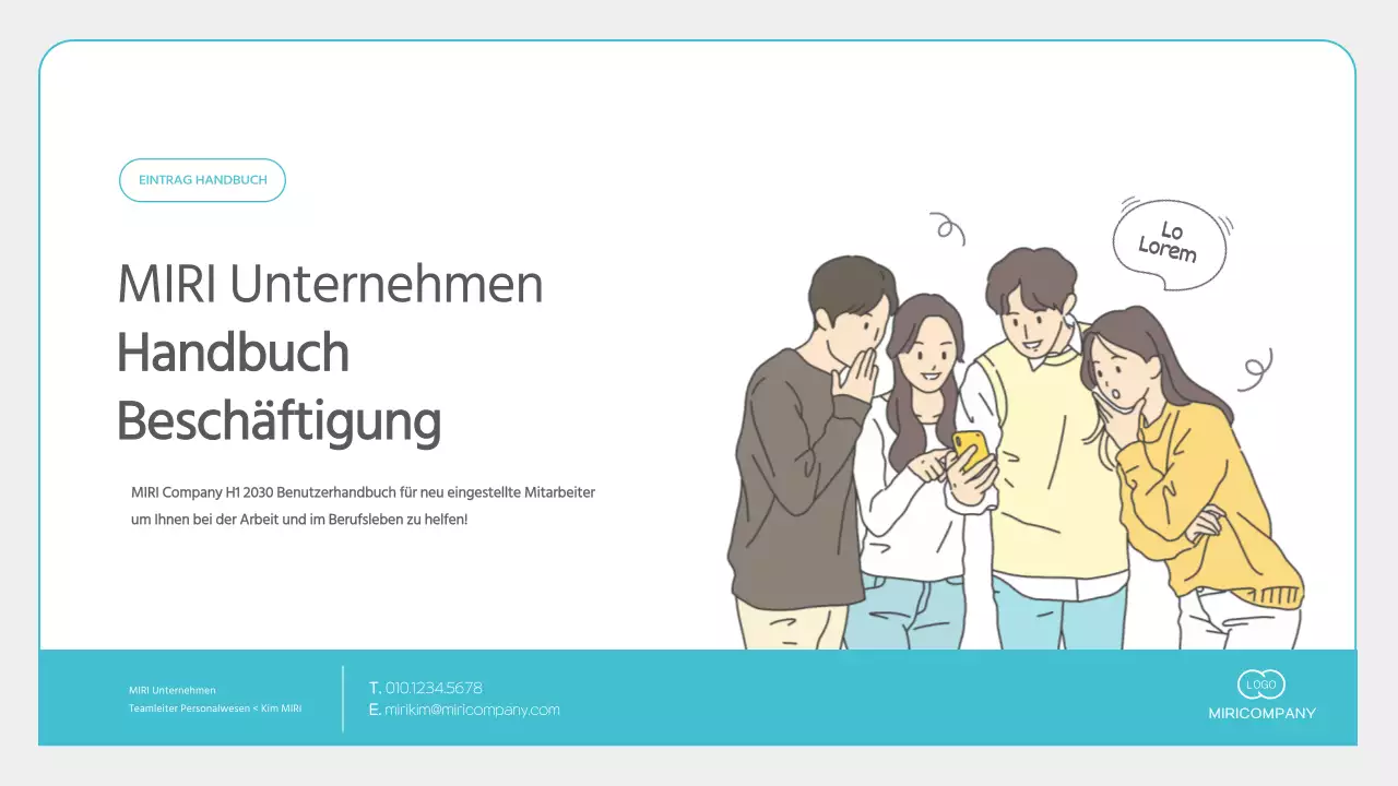 Minimalistisches Schulungsmaterial für neue Mitarbeiter in Hellblau und Grau