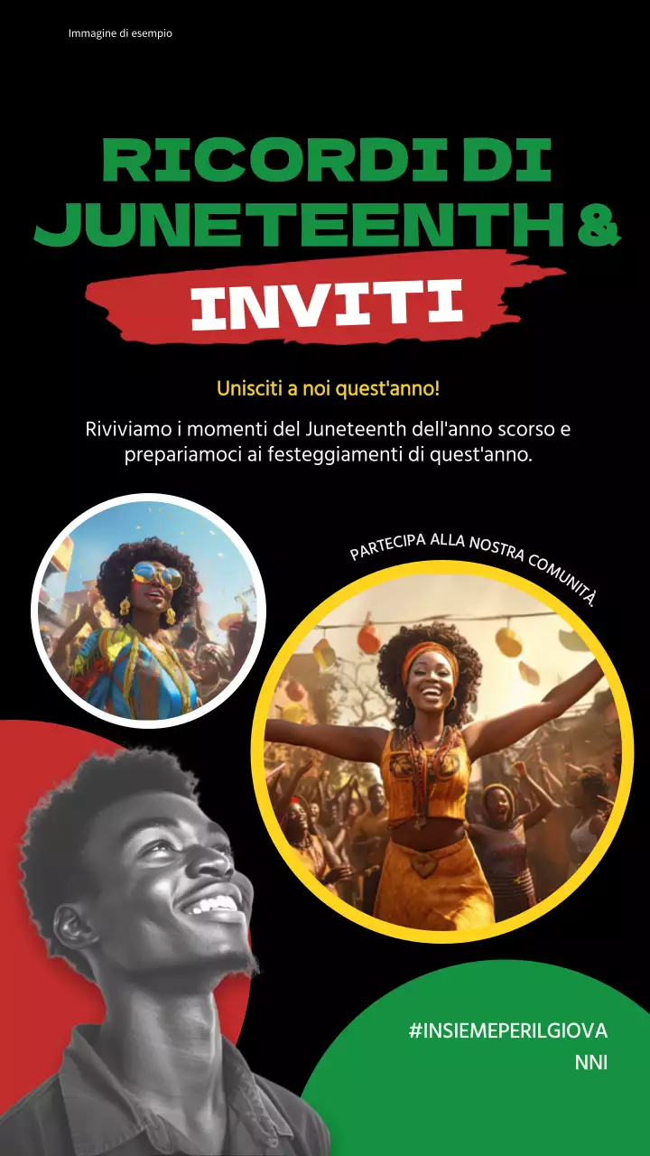 Pubblicità della celebrazione del Juneteenth in grassetto nero e verde