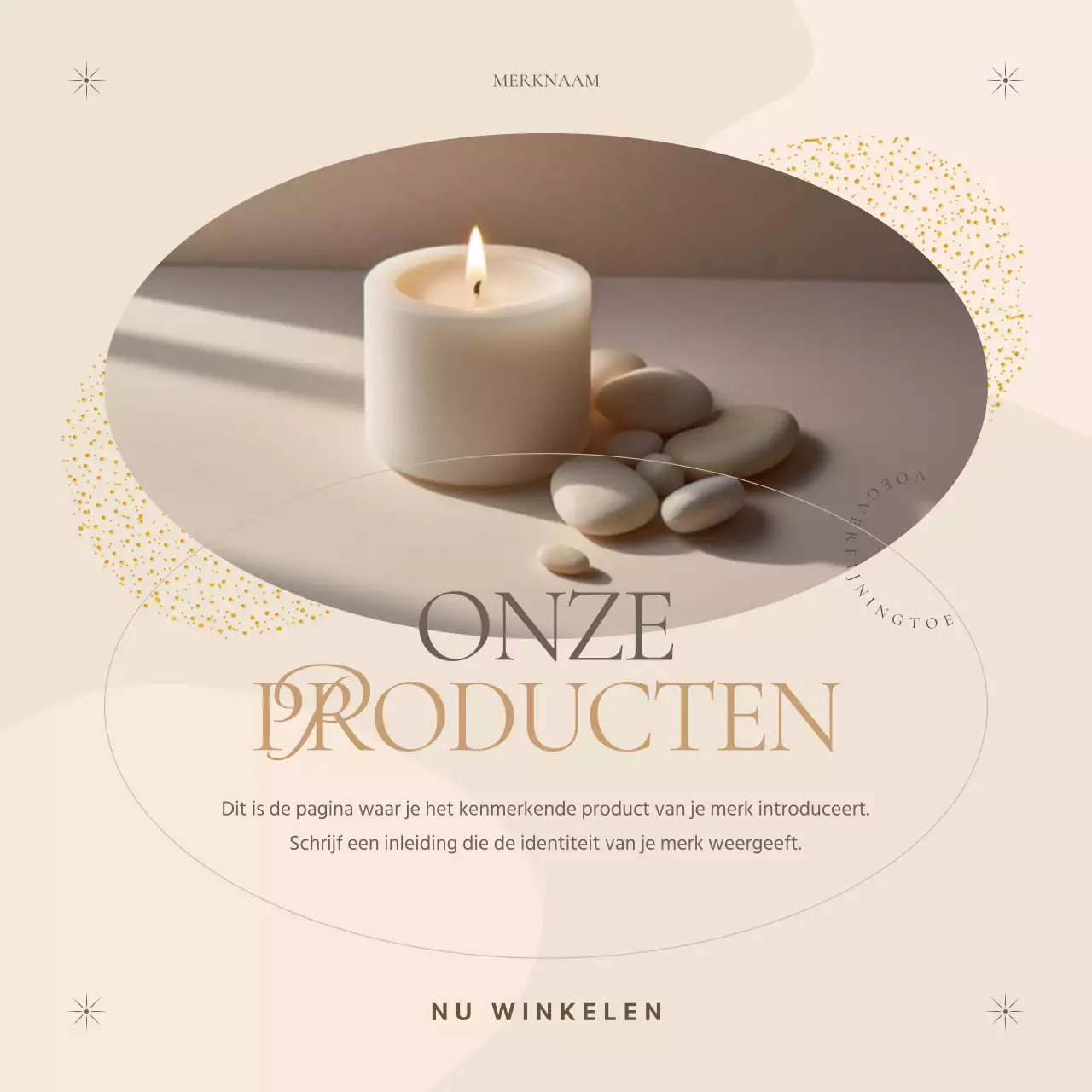 Een klassieke advertentie van een rekwisietenmerk in beige en bruin