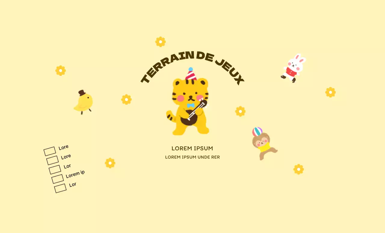 Design promotionnel d'un café pour enfants avec des illustrations d'animaux mignons