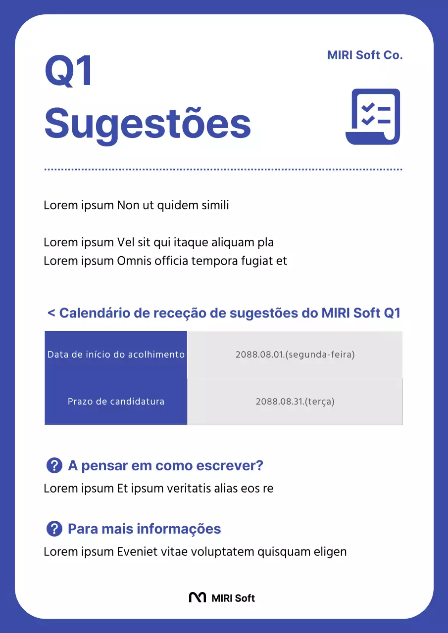 Anúncio do calendário de apresentação de propostas para a moda azul e branca