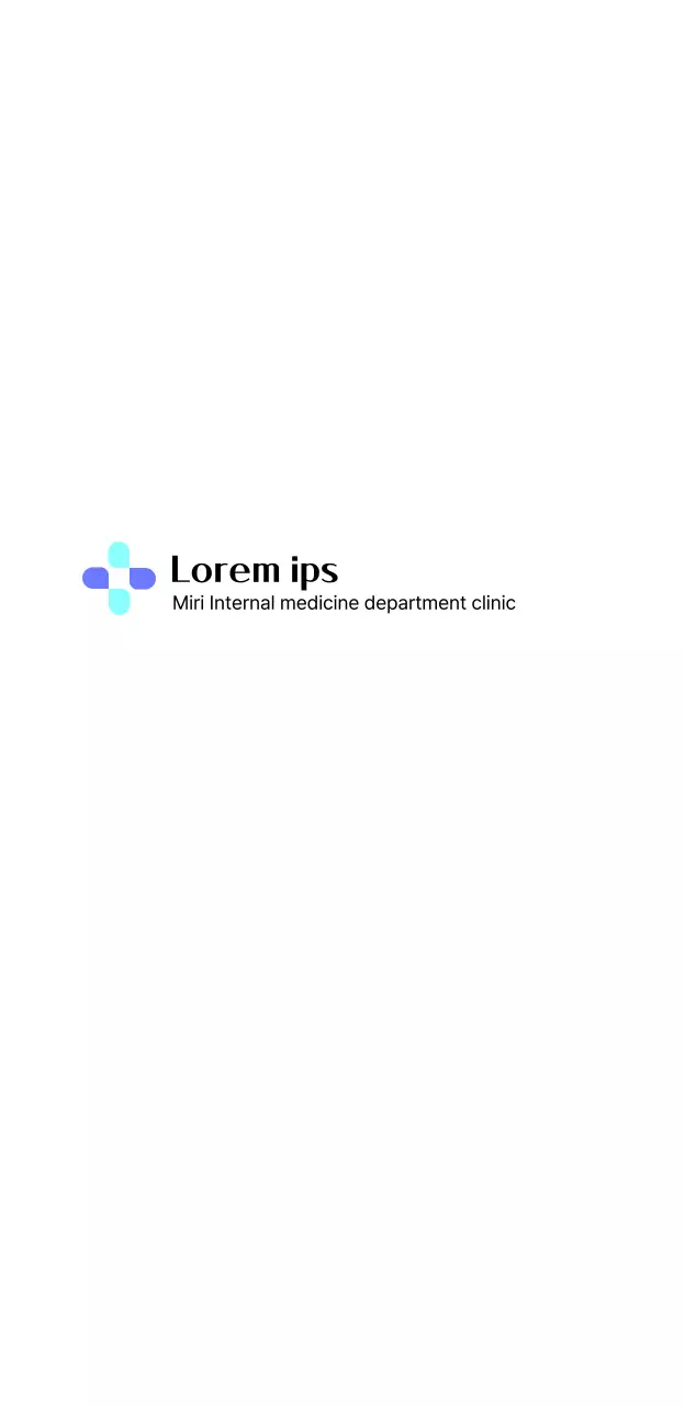 A simple-looking hospital with a light blue and blue logo