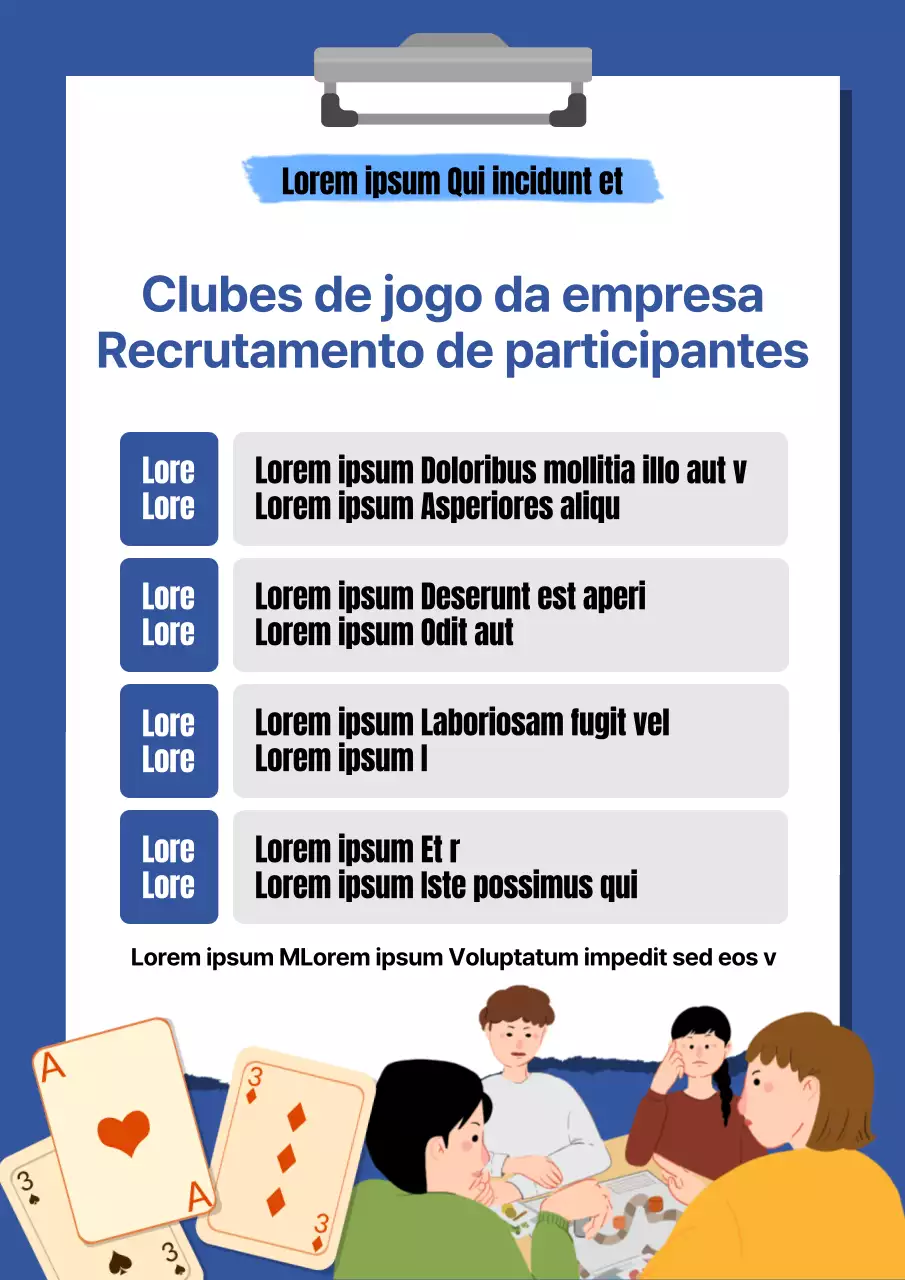 Anúncio de recrutamento do clube vintage laranja e azul-marinho