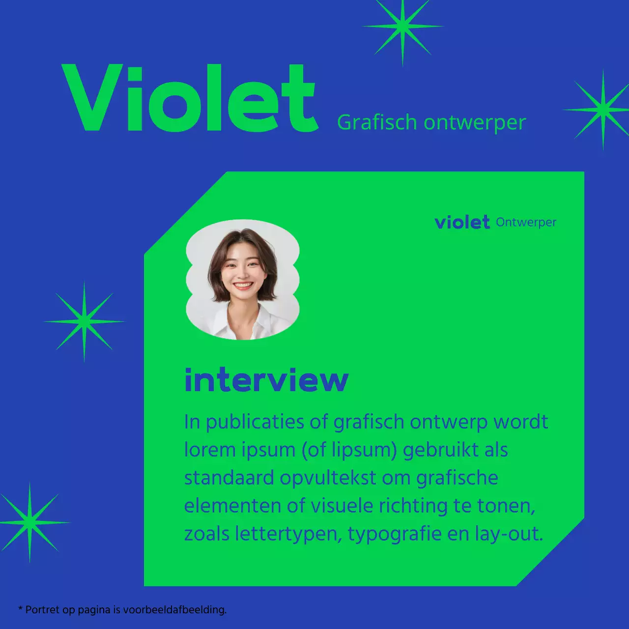 Eenvoudige sollicitatiebrief voor bedrijfsmedewerker in chartreuse en blauw