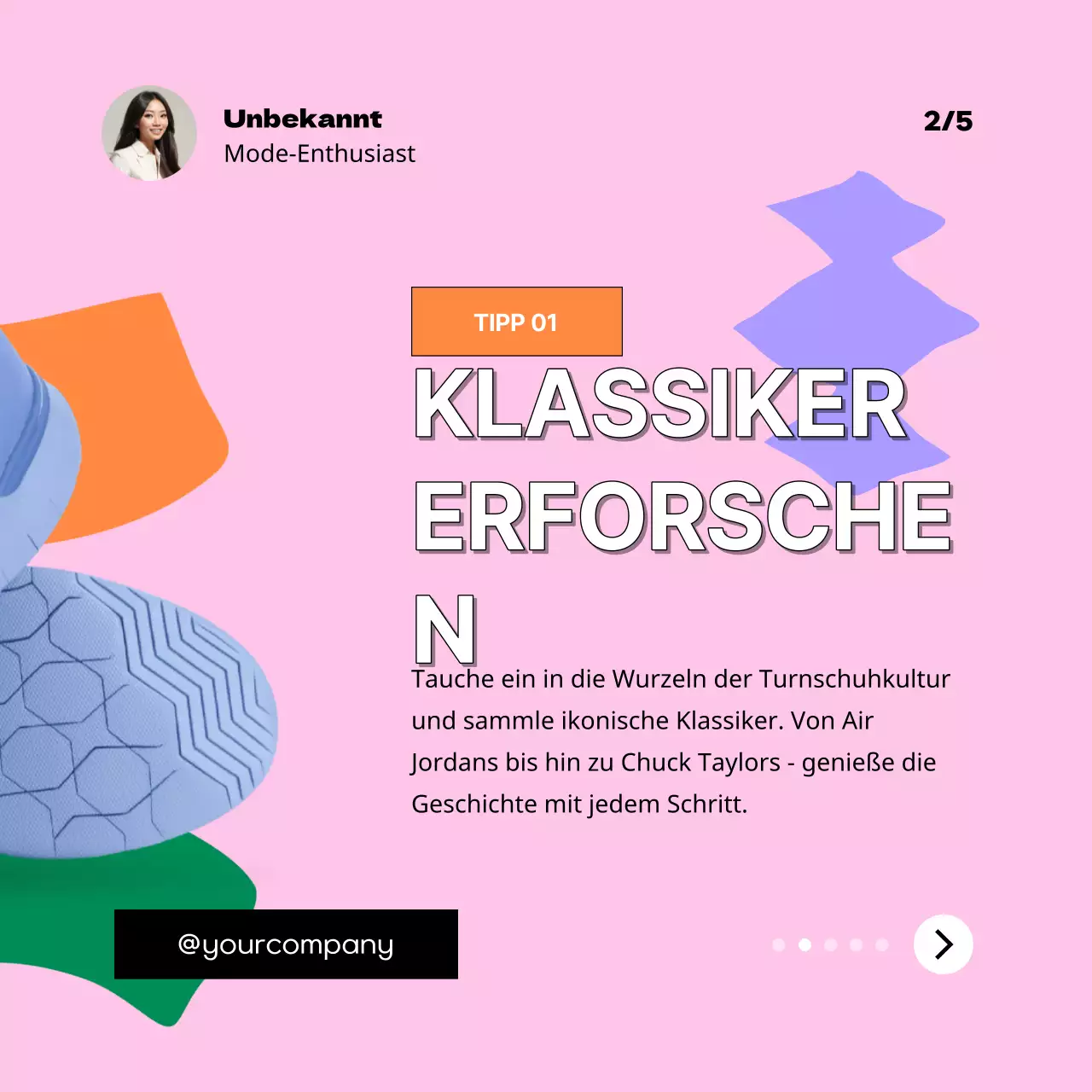 Lila und Rosa Trendy Fashion Tipps Werbung