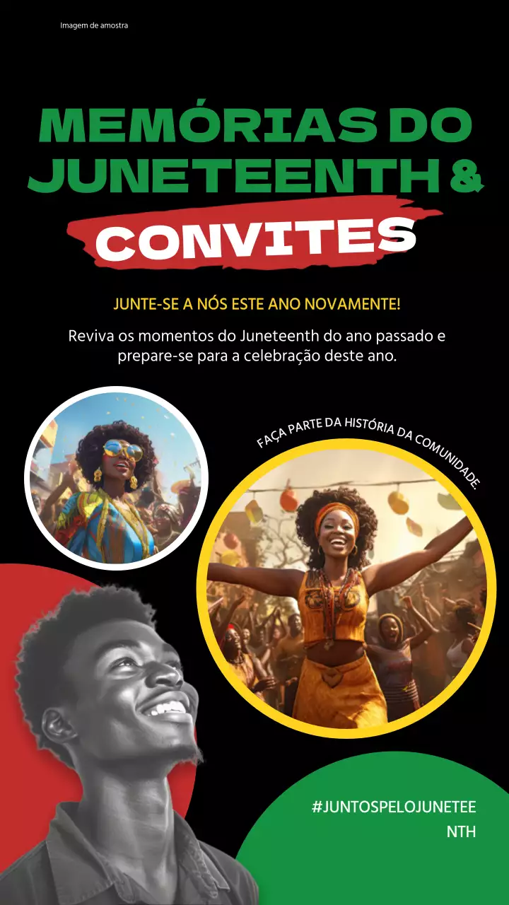 Publicidade da celebração do Juneteenth em preto e verde