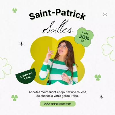 Publicité minimale pour les soldes de la Saint-Patrick en gris et vert