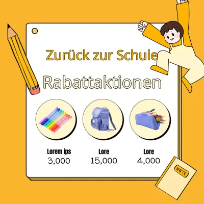 Einfache Schulanfangsanzeige in Gelb und Orange