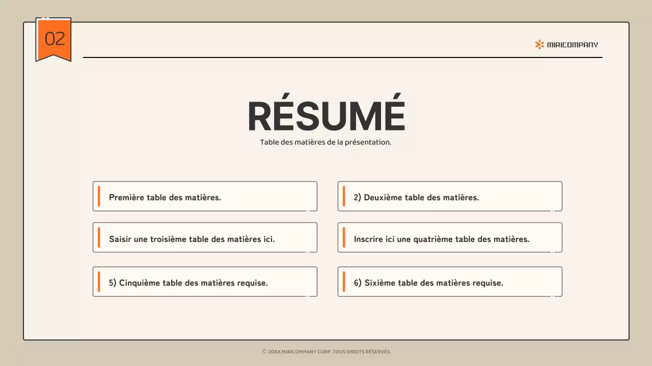 Profil d'entreprise infographique simple en beige et orange