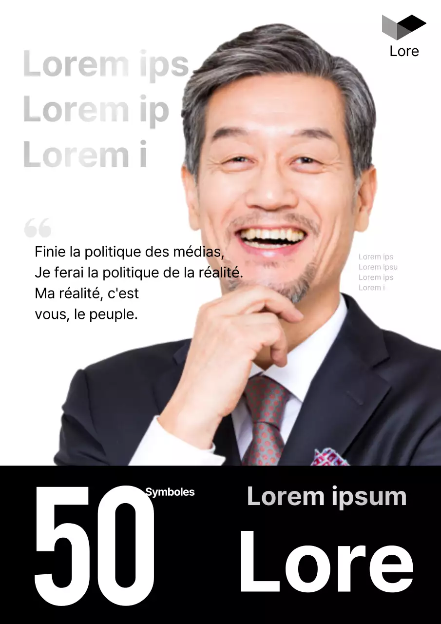 Affiche électorale simple en noir et blanc