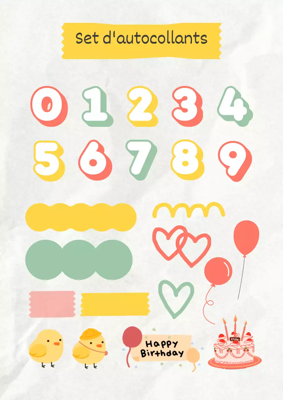 Carte de vœux pour l'anniversaire d'un jardin d'enfants en jaune et rose