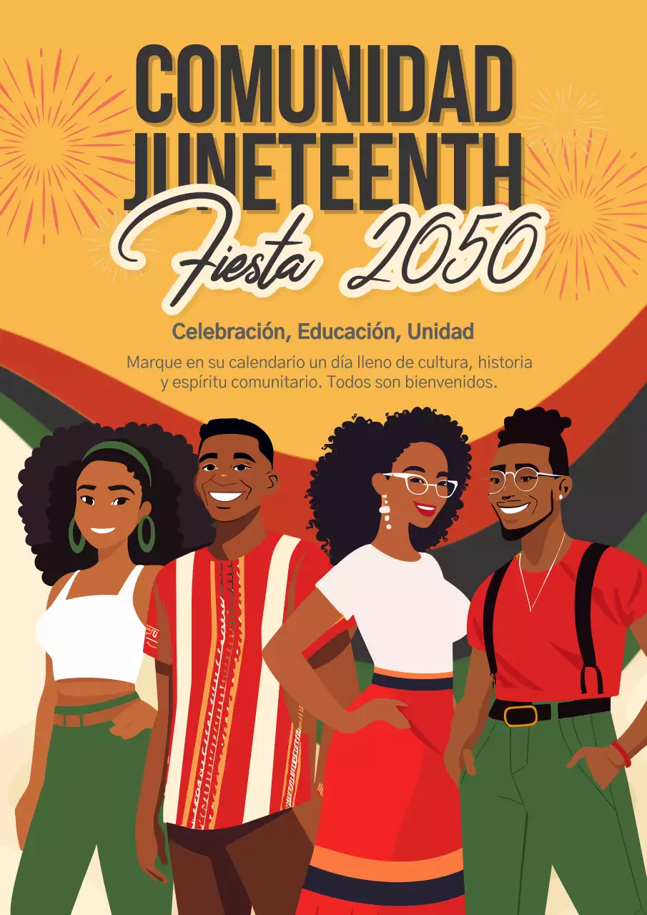 Anuncio de moda amarillo y rojo del Festival Juneteenth