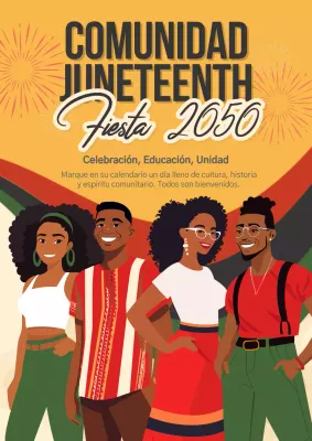 Anuncio de moda amarillo y rojo del Festival Juneteenth